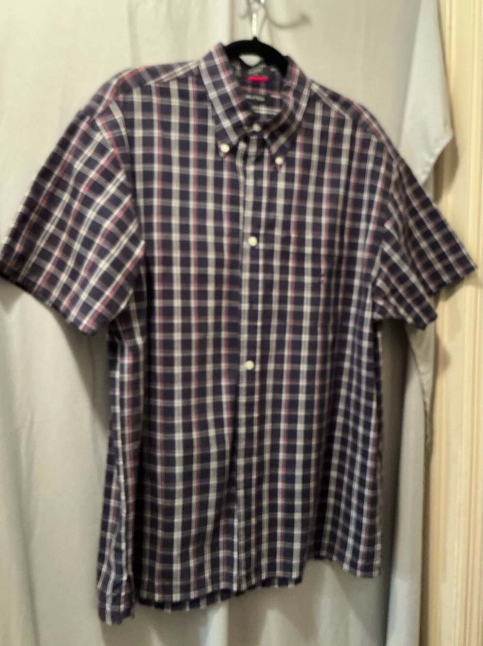 Nautica Men's Plaid Short Sleeve Button-Down Shirt Size Large